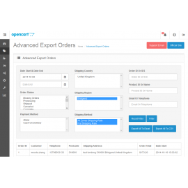 Advanced Export Orders All To Excel Or CSV For OpenCart V2